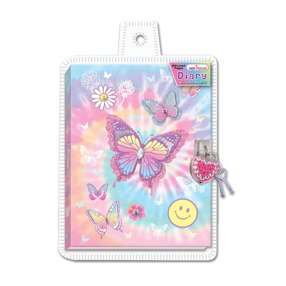 Diario Hot Focus Lock Keys Tie Dye Butterfly