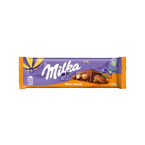Chocolate Milka Whole Almonds Barra 270G