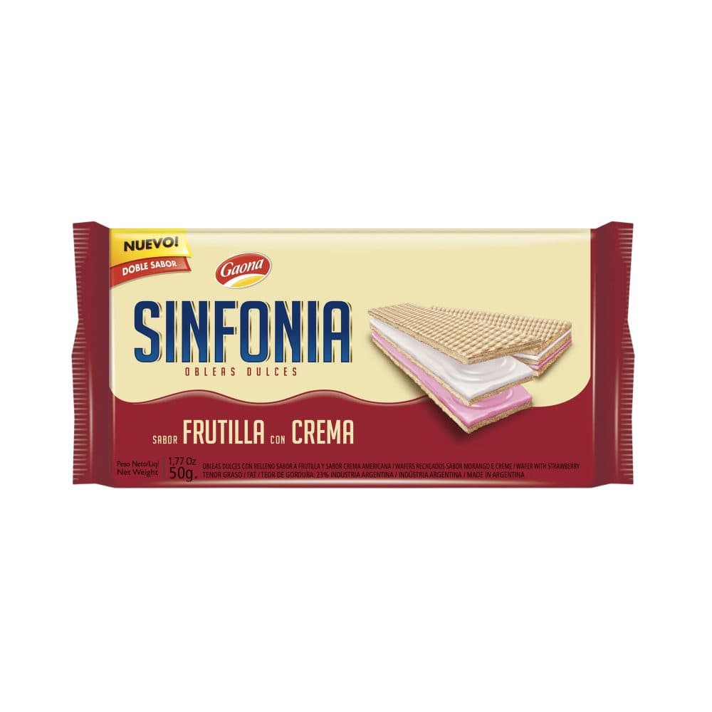 Biscoito Wafer Gaona Mini Sinfonia Morango Creme 50G