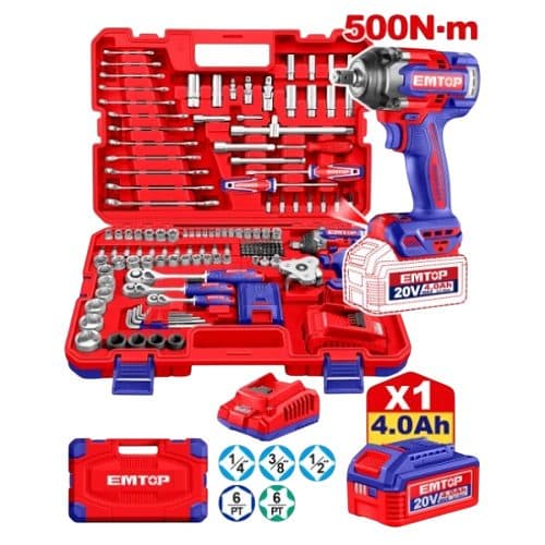 Kit Chave De Impac Parafusadeira Bateria Emtop 152 Pe As 1BA