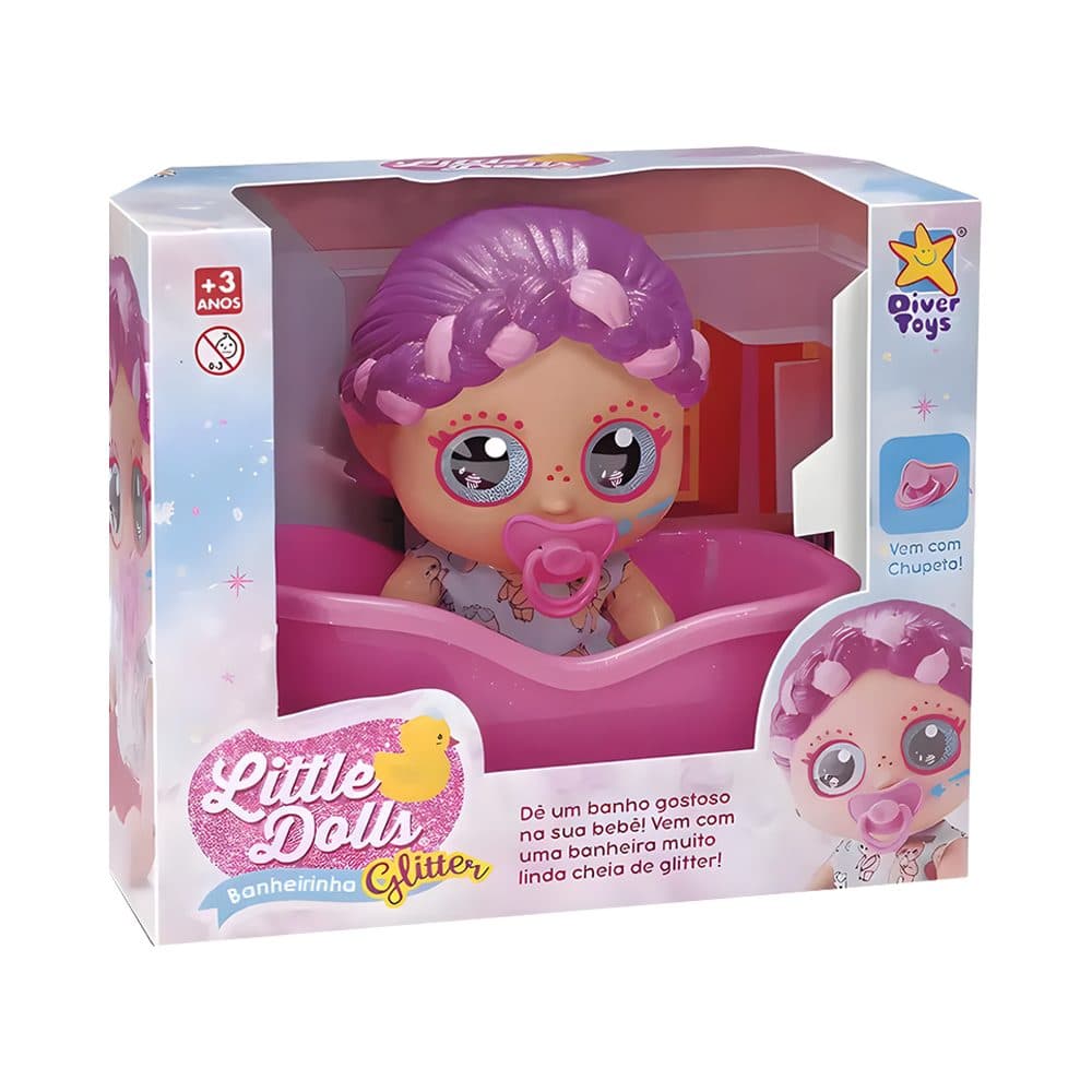 Boneca Divertoys Little Dolls Glitter Banheirinha