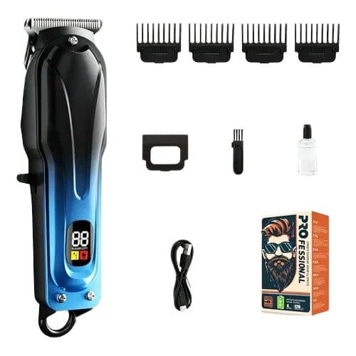 Barbeador Kemei Preto Azul Bivolt