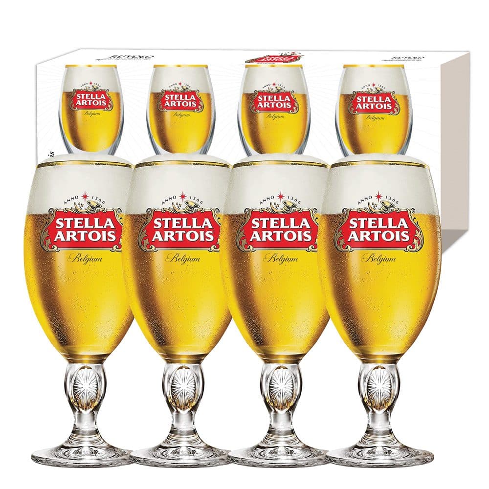 Juego De Copas De Vidrio Ruvolo Gran Stella Artois Belgica 4 Piezas 660ML