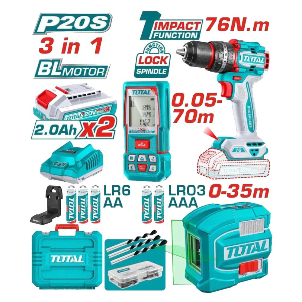 Kit Total Paraf Trena Laser 70M Nivel Laser 0 35M