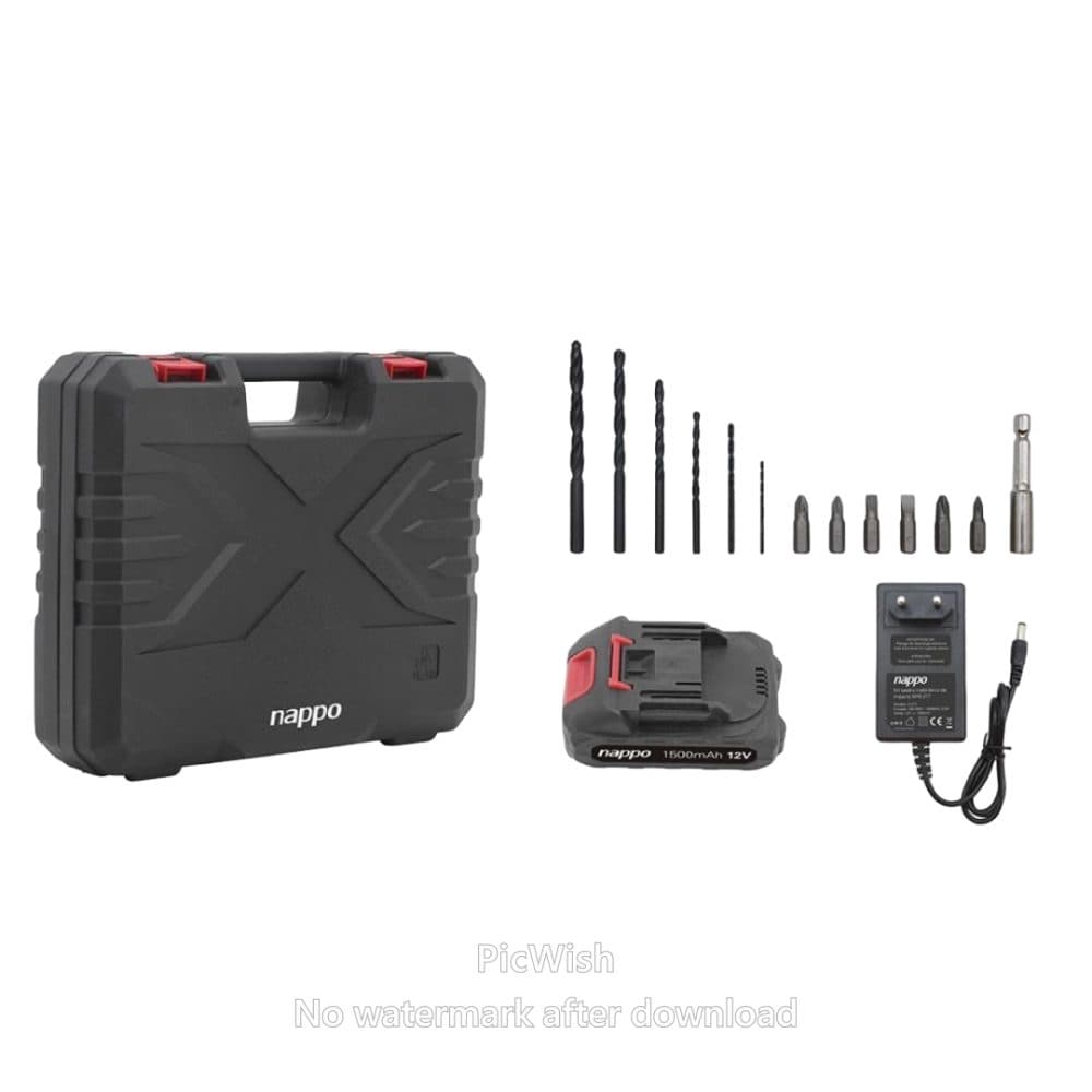 Kit Parafusadeira Bateria Nappo 16PCS Bivolt