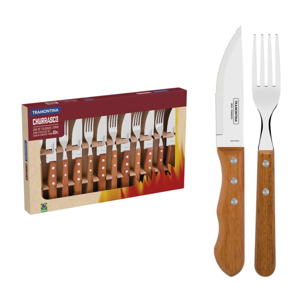 Tramontina Juego De Cubiertos Para Churrasco Jumbo Bordo Polywood 12 Piezas