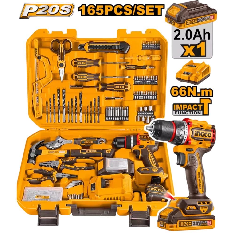 Kit Parafusadeira Bateria Ingco 165PCS Carg