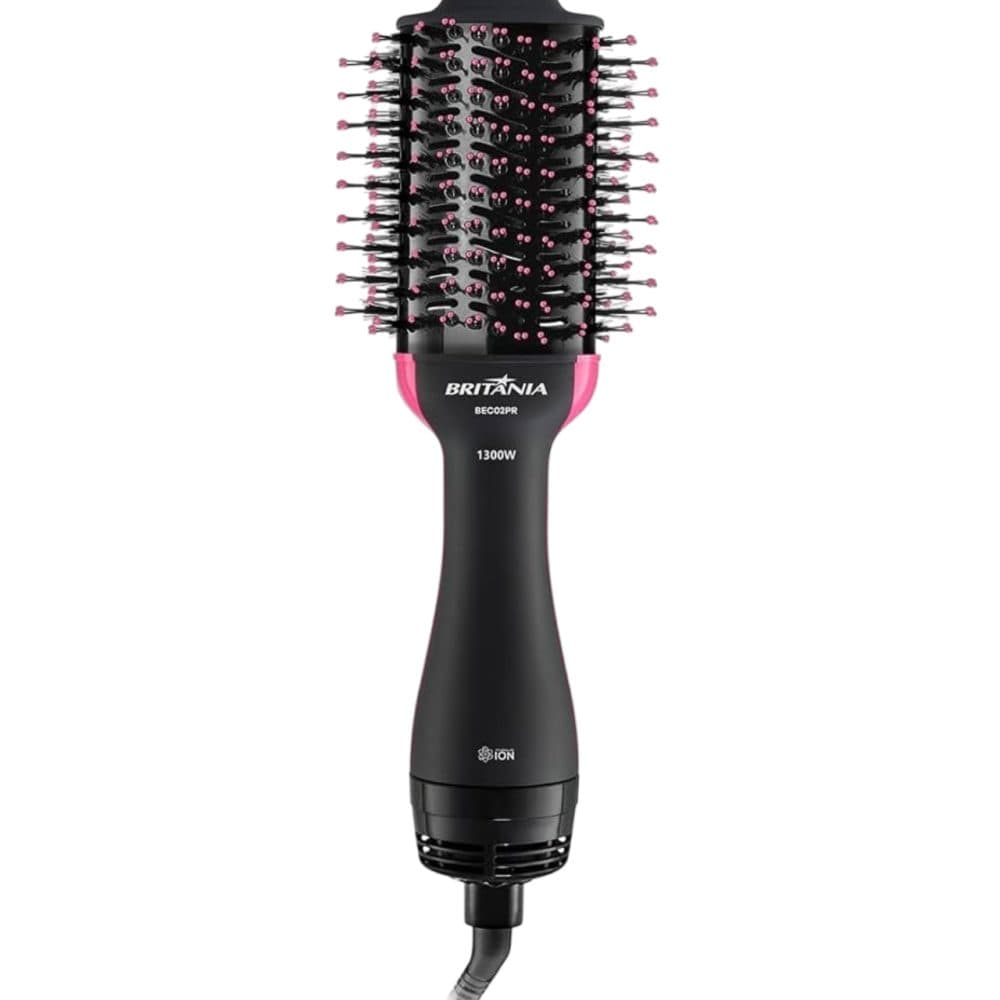 Escova Secadora Britania Bivolt Preto Rosa