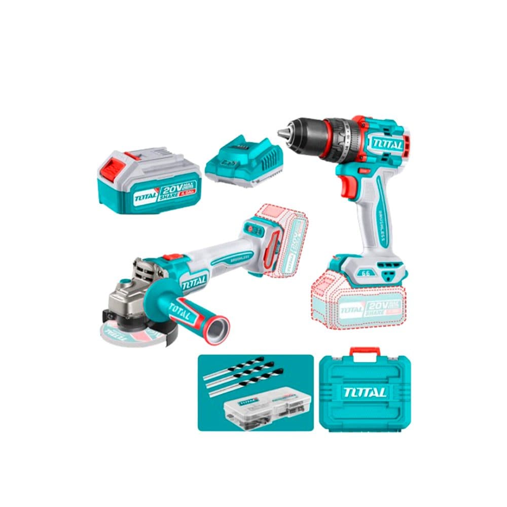 Kit Lixadeira Furadeira Bateria Total 2 Bateria 1 Carrega