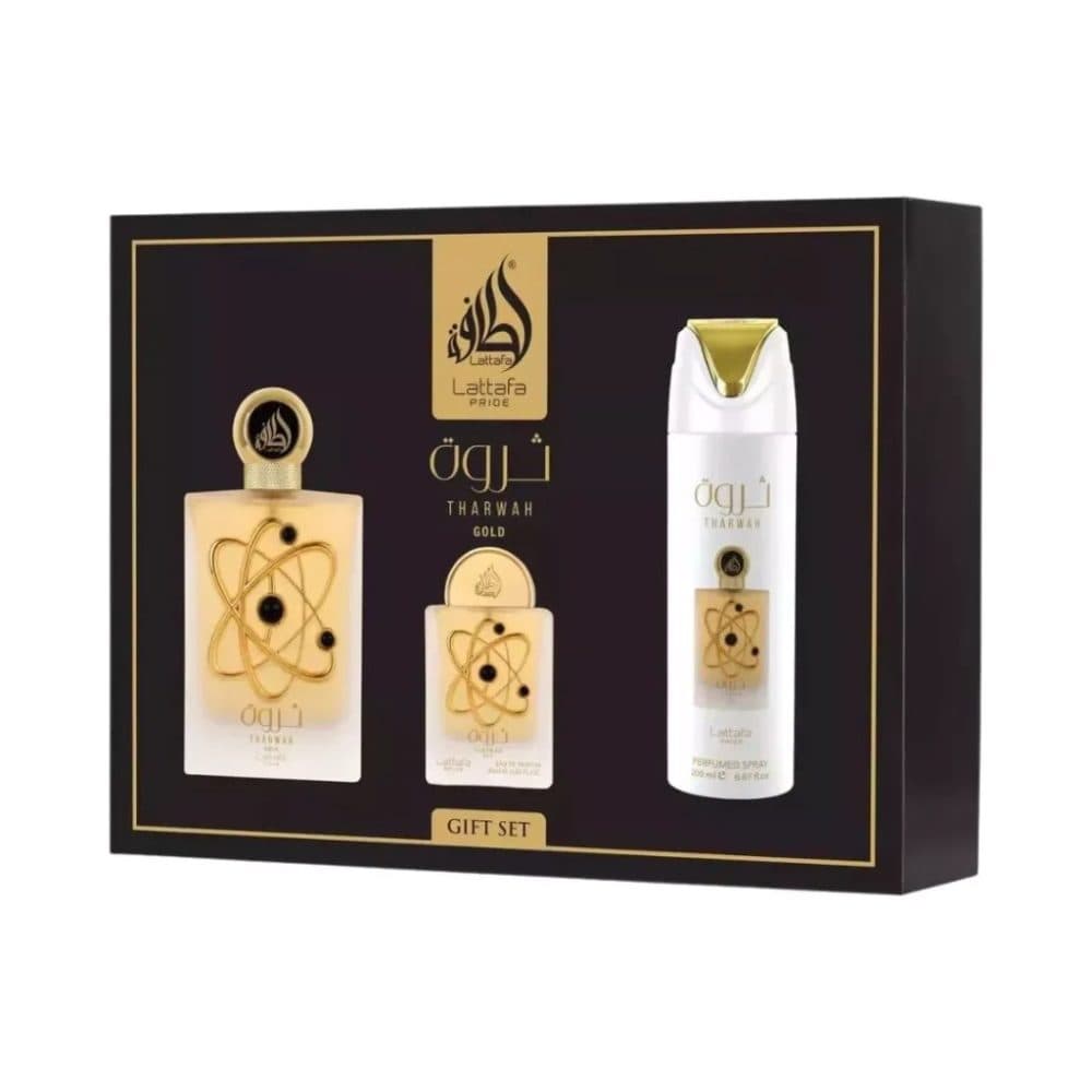 Lattafa Kit Tharwah Gold Set 3PC