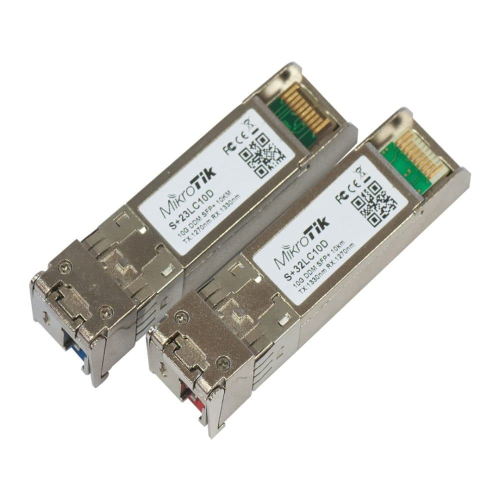 Conector Interrumpido Mikrotik Sfp Plus 10G Par De Modulos