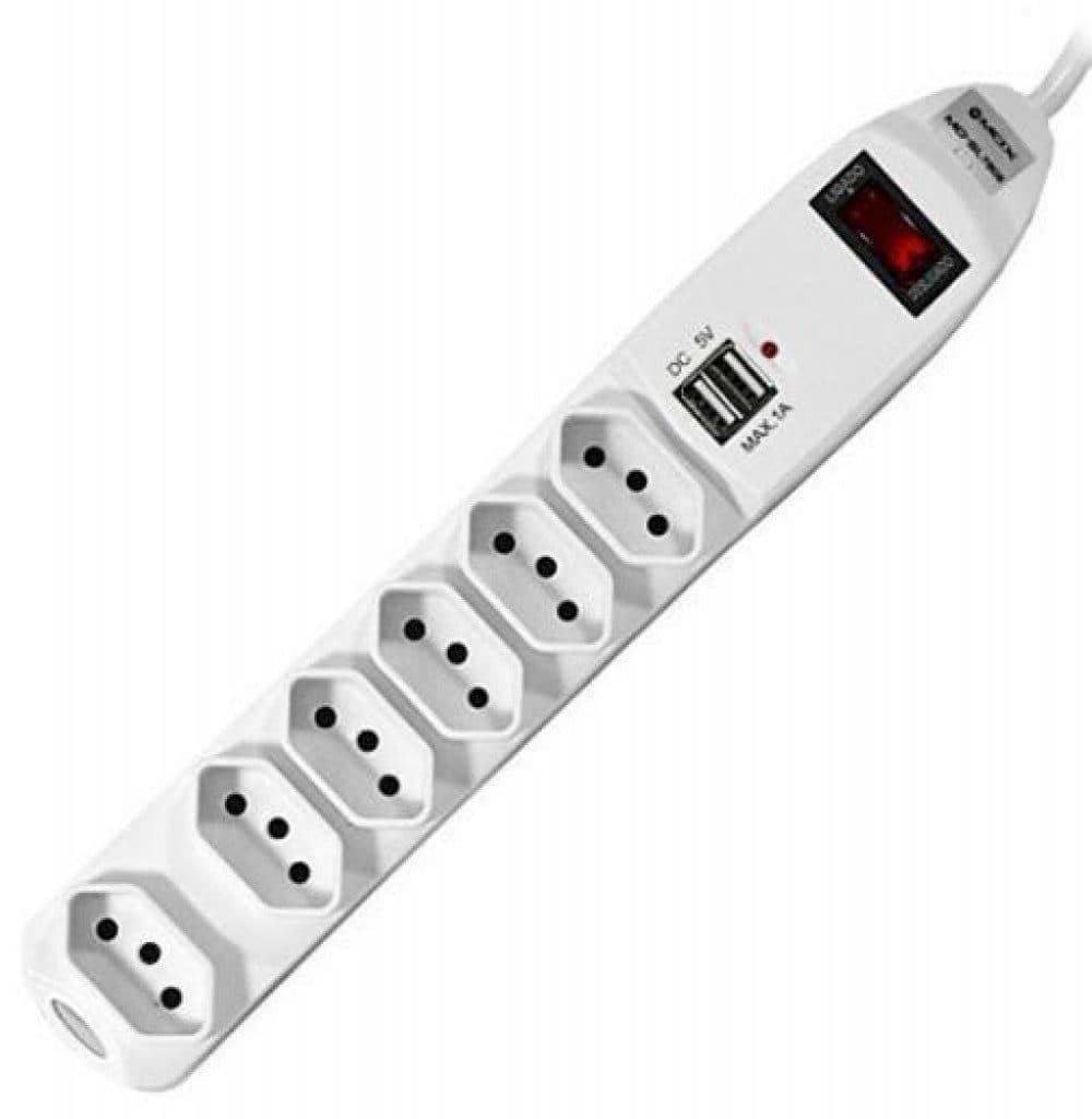 Filtro De Linha Mox 5 Saida 2 USB