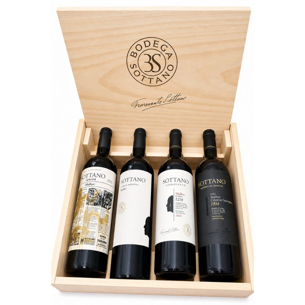 Beb Vinho Arg Sottano Malbec Kit Cx Madera